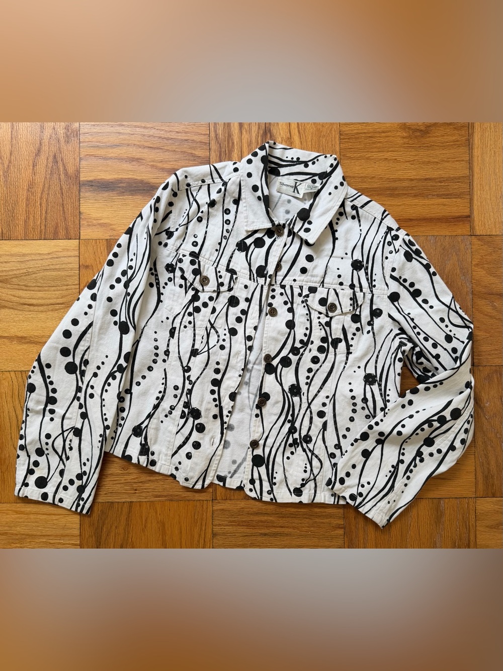 Shana K Y2K Casual Black & White Printed Shacket